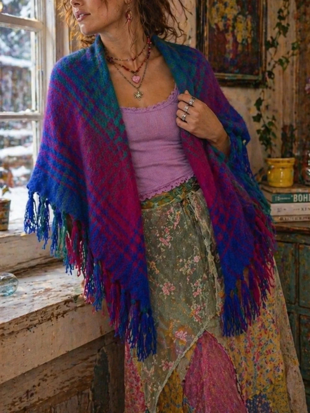 Glentana Mohair Pile Shawl Wrap Scarf Made in Australia - grandma, artsy, winter